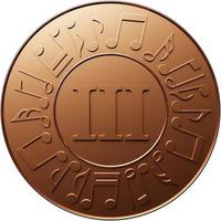 Médaille musicale en bronze avec clé de sol pour la troisième place isolée sur fond blanc, illustration 3d photo