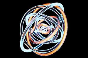 Illustration 3d 3d, formes abstraites isométriques d'illusion de néon formes colorées entrelacées photo