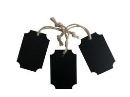 Trois étiquettes en bois noir blanc isolé photo