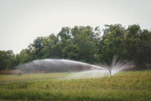 systèmes d'irrigation agricole qui arrosent la ferme sur fond blanc photo