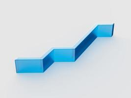 la flèche bleue montre les statistiques économiques et financières graphique marketing illustration 3d en verre transparent dépoli photo