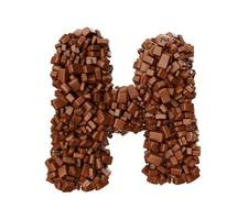 lettre h faite de morceaux de chocolat morceaux de chocolat lettre de l'alphabet h 3d illustration photo