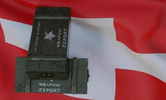 soutien armes suisse paquet d'aide militaire, livraison d'armes, drapeau suisse travail 3d et image 3d photo