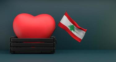 j'aime le liban drapeau liban avec coeur, espace de copie, travail 3d et image 3d photo