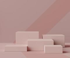 Formes géométriques 3D. coffret podium de couleur rose corail. scène de défilé de mode, piédestal, vitrine avec thème coloré. scène minimale pour l'affichage du produit. photo