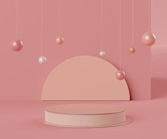 formes géométriques minimalistes abstraites 3d. présentoir de podium de luxe en corail rose pour votre conception. scène de défilé de mode, piédestal, vitrine avec thème coloré. photo