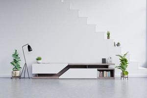 étagère tv dans une pièce vide moderne, design minimaliste.