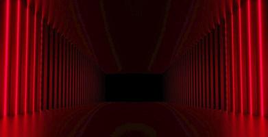 science-fiction futuriste formes abstraites de néon rouge sur fond noir et béton réfléchissant avec espace vide pour le rendu de texte 3d photo