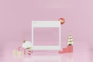 Illustration de rendu 3d du podium pour le placement de produit dans un design minimal sur le thème de noël. vitrine du podium photo