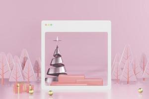 Illustration de rendu 3d du podium pour le placement de produit dans un design minimal sur le thème de noël. vitrine du podium photo