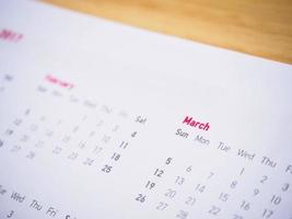 mois et dates sur le calendrier nouvel an 2017 photo