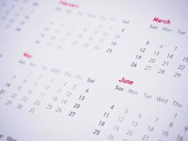 mois et dates sur le calendrier nouvel an 2017 photo