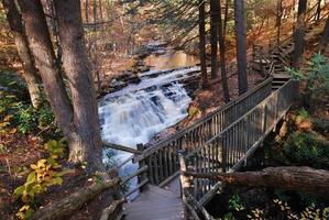 ruisseau d'automne avec sentier de randonnée photo