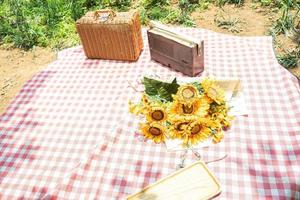 beau décor blanc dans un style bohème. pique-nique dans la nature, table, tapis, wigwam, tente, oreillers dans le parc. célébration après la quarantaine. photo