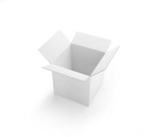 boîtes d'emballage vierges - maquette ouverte, isolée sur fond blanc photo