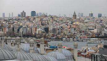toits de bain suleymaniye et quartier de galata à istanbul, turquie photo
