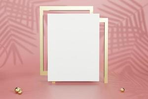 Illustration de rendu 3d d'une maquette de cadre vide dans un design minimaliste photo