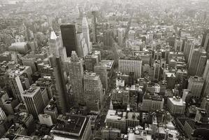 new york city manhattan skyline vue aérienne noir et blanc photo