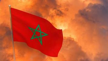 drapeau marocain sur poteau photo