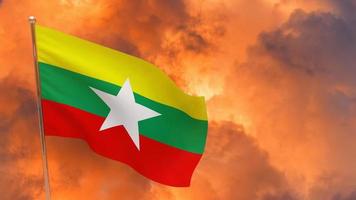 drapeau myanmar sur poteau photo
