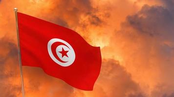 drapeau tunisien sur poteau photo