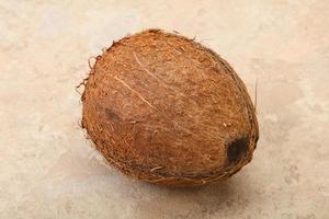 Noix de coco tropicale brune sur fond photo