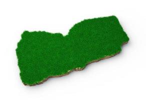 carte du yémen coupe transversale de la géologie des sols avec de l'herbe verte et de la texture du sol rocheux illustration 3d photo