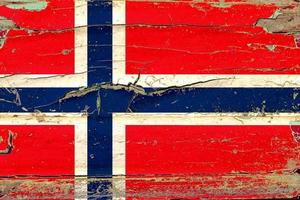 drapeau 3d de la norvège sur bois photo