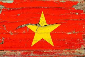 drapeau 3d du vietnam sur bois photo
