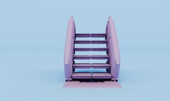 Escaliers de couleur pourpre de rendu 3d sur fond rose photo