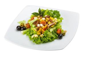 salade de poulpe sur fond blanc photo