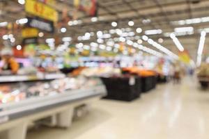 Supermarché abstrait épicerie arrière-plan flou défocalisé avec lumière bokeh photo