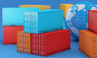 pile de boîtes de conteneurs, dans le monde entier des affaires d'import-export, rendu 3d photo
