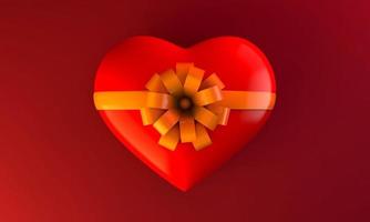 coeur rouge avec ruban, cadeau amour saint valentin, rendu 3d photo