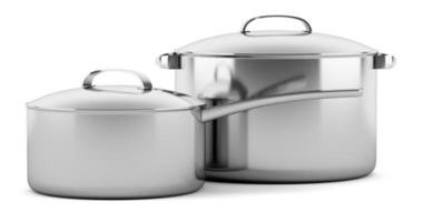 deux casseroles, isolé, blanc, fond photo