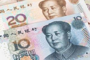 Gros plan de billets de banque en argent chinois