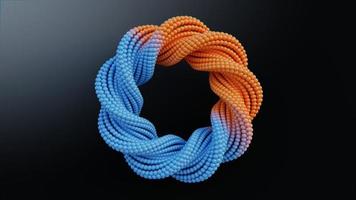 tourbillon bleu et orange fait de ballons métalliques. fond abstrait spirale psychédélique multicolore. illustration 3d