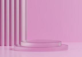 podium d'affichage de produit en cristal abstrait rose avec fond premium de rendu 3d du groupe de cristaux photo