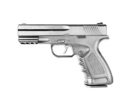 Pistolet argent métal isolé sur fond blanc photo