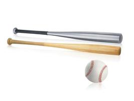 Batte de baseball et balle isolé sur fond blanc photo
