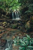 cascade dans la forêt tropicale pendant la saison des pluies photo