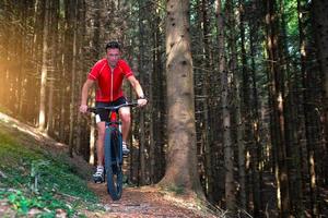 dans les bois lors d'une excursion en VTT photo