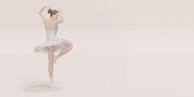 danseuse de ballet modèle féminin dansant sur une scène de couleur pastel illustration 3d photo