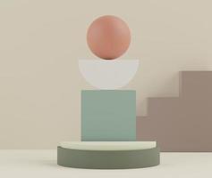 rendu 3d d'une scène minimale d'un podium blanc vierge avec un thème de couleur de tons de terre. présentoir pour maquette de présentation de produit et publicité cosmétique. photo