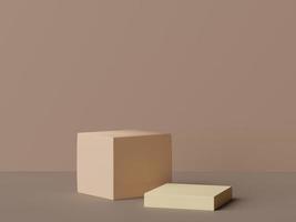 rendu 3d d'une scène minimale d'un podium blanc vierge avec un thème de couleur de tons de terre. présentoir pour maquette de présentation de produit et publicité cosmétique. photo