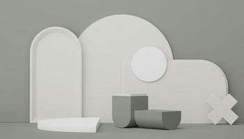 Podium d'affichage de rendu 3d pour la présentation des produits et des cosmétiques. scène minimale pour la publicité. abstrait propre pour bannière web et maquette. formes géométriques simples. photo