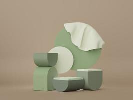 Rendu 3d d'un podium d'affichage minimal avec un design en tissu métallique pour la maquette et la présentation du produit. scène de piédestal avec scène de couleur pastel. design tendance pour maquette et bannière web. photo