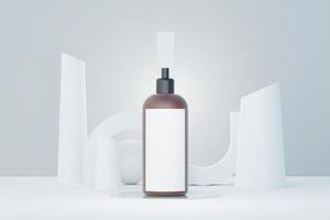 rendu 3d d'un produit de soin cosmétique vierge ou d'un emballage pour maquette. savon de beauté et concept de spa. hydratation à l'huile de lotion pour la santé de la peau. design haut de gamme et de luxe pour l'image de marque. photo