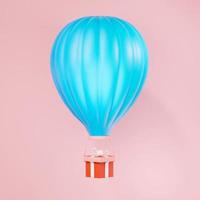 rendu 3d de l'icône de ballon à air chaud sur fond propre pour la maquette et la bannière web. conception d'interface de dessin animé. concept de métaverse minimal. photo