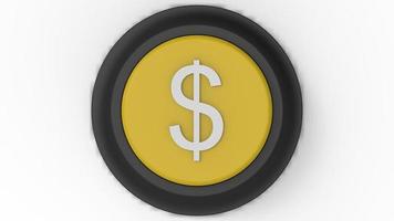 Bouton d'argent dollar jaune rendu 3d illustration isolé photo